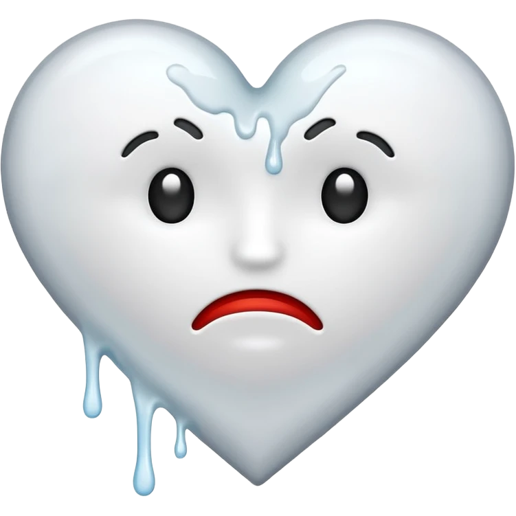 The heat broken emoji in white with sticky white liquid Ozzing out of it emoji