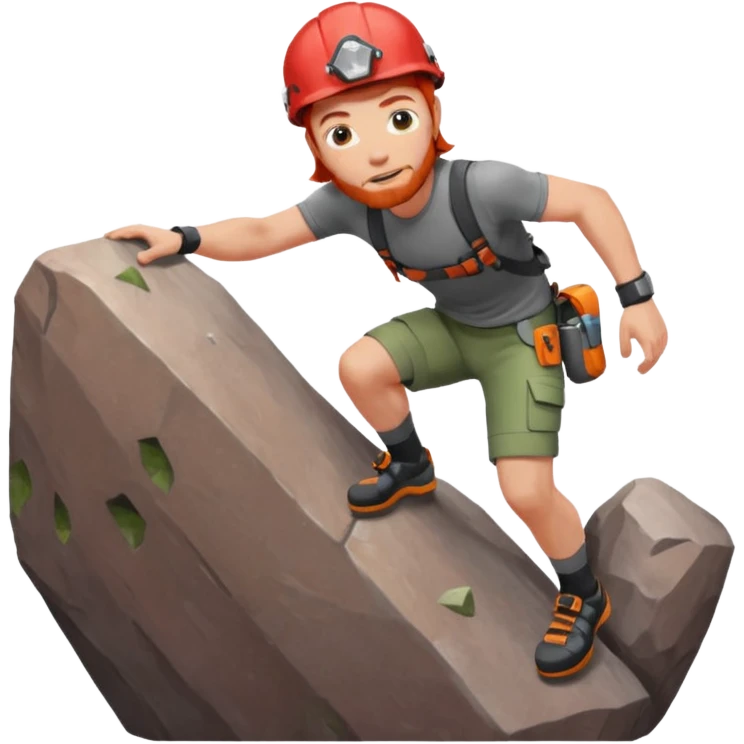 bouldering guy red hair wearing helmet emoji