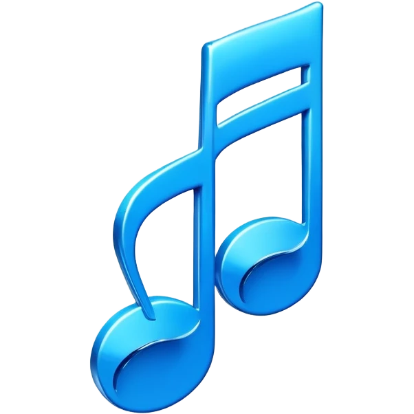 3D blue music icon logo note  no background unique  emoji