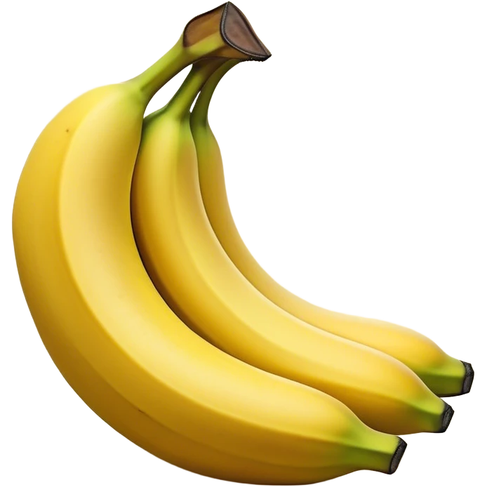 Cinematic bright yellow banana, smooth peel with gentle curves, slightly ripened, stacked in a charming bunch, warm glowing background, soft and inviting. emoji