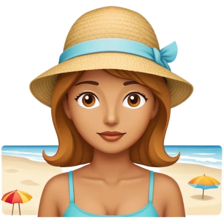 cartoon woman at beach emoji