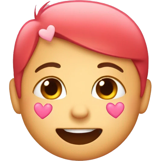 Cute emoji blushing with hearts emoji
