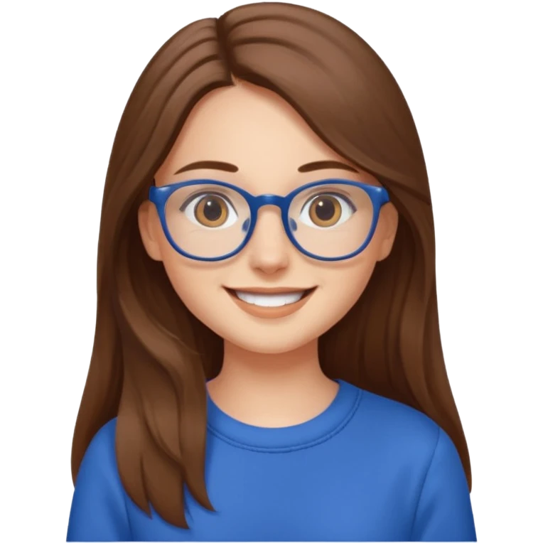 long hair girl with eyeglasses and blue outfit emoji