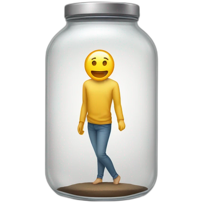 human standing over an ((empty transparent jar)),only legs visible emoji