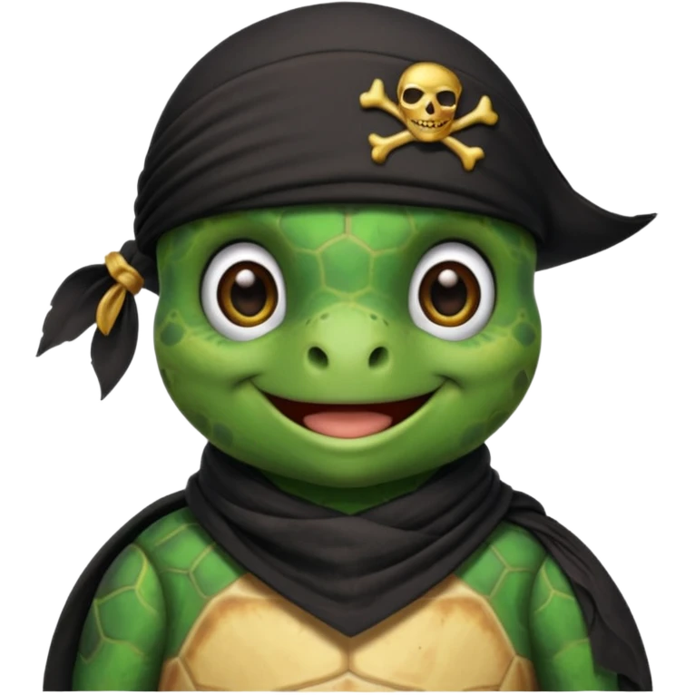 sea turtle wearing a black pirate scarf, portrait emoji