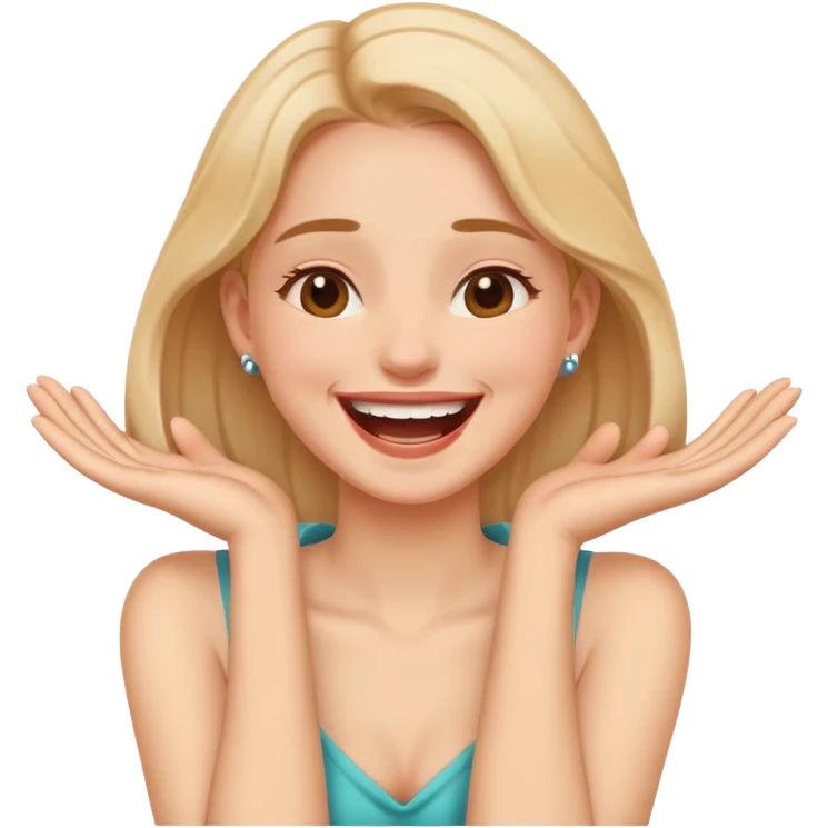 Girl holding her neck with hands laughing  emoji