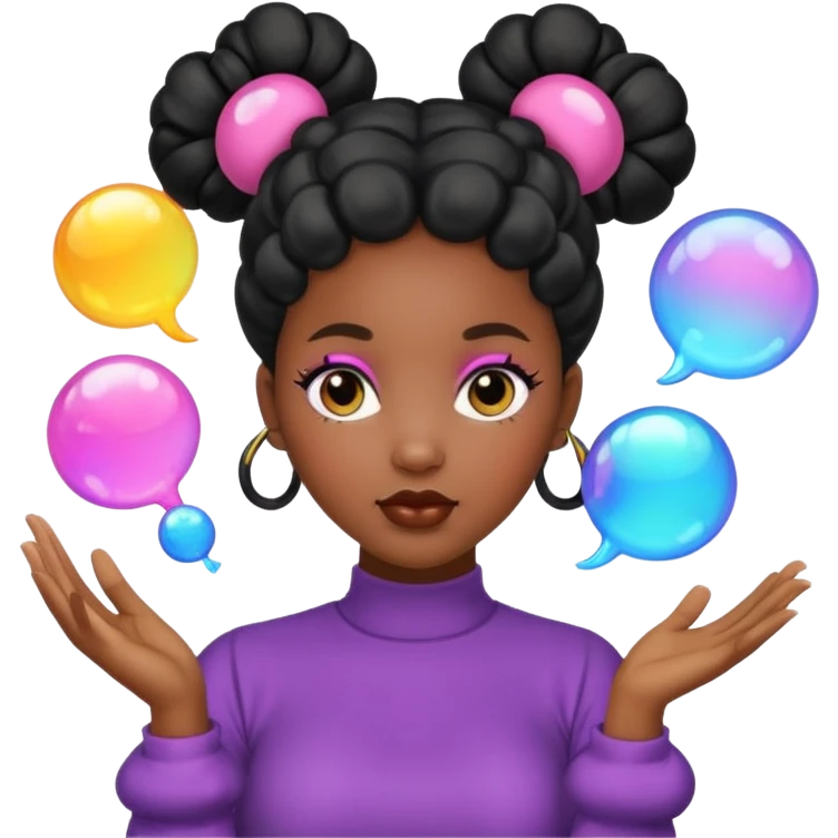 Black woman with bubble Space buns emoji
