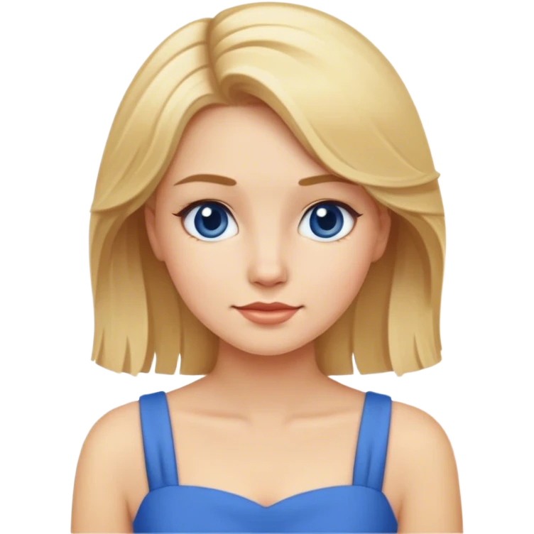 Blonde long hair lady with blue dress emoji