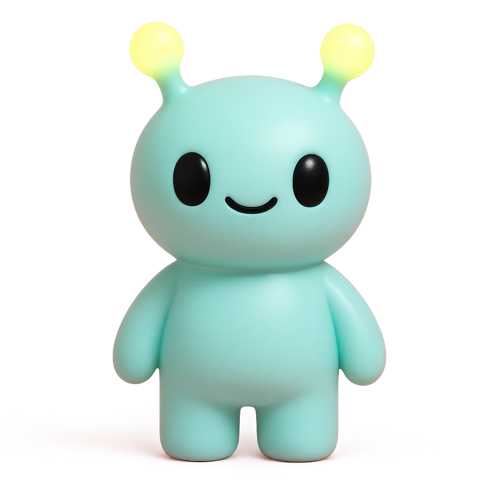 alien with glowing antennae, friendly expression emoji