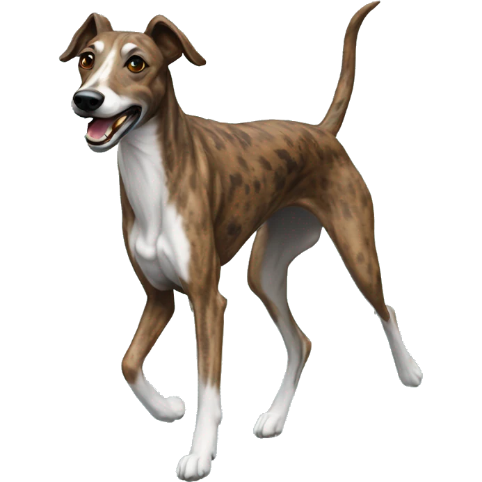 Brindle dog lurcher running cyan lighting emoji