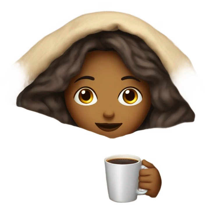 girl inside a blanket sipping coffee eyes closed emoji