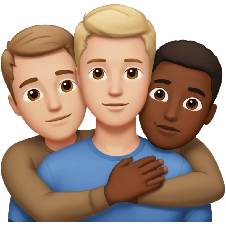 threesome with white guy on the left, black guy in the middle, and brown guy on the right emoji