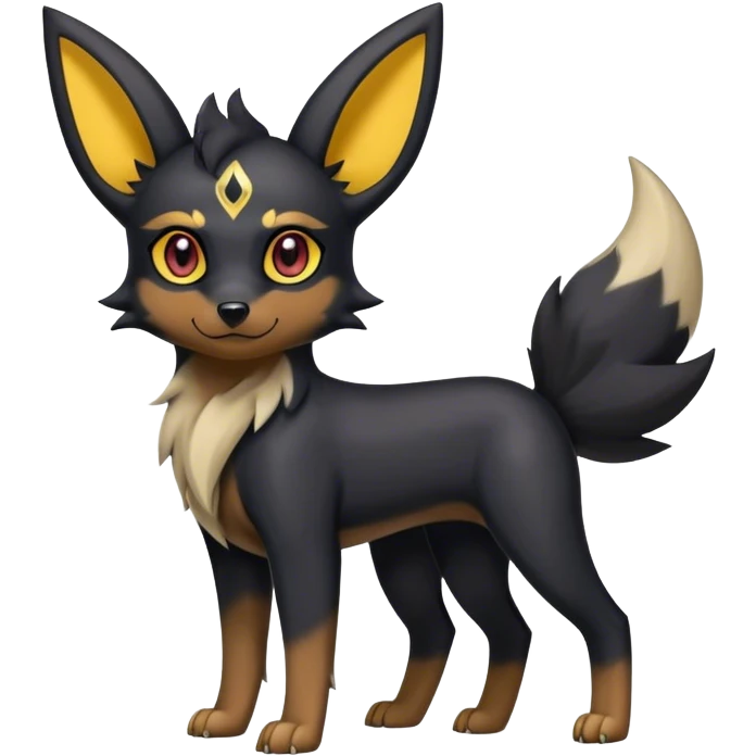 Shiny Cool Edgy Cute Umbreon-Houndour-Zorua-hybrid-fusion full body emoji