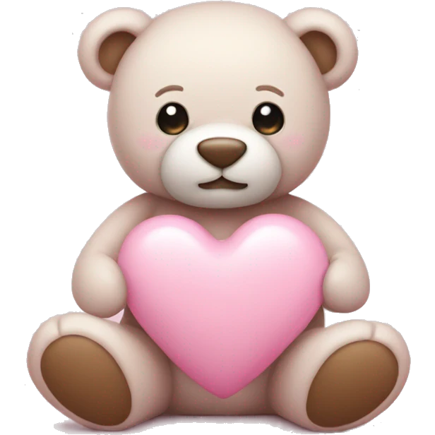 stuffed teddy holding light pink heart emoji