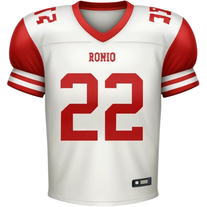 White football jersey turn around with number 22 and my name RONIHO emoji