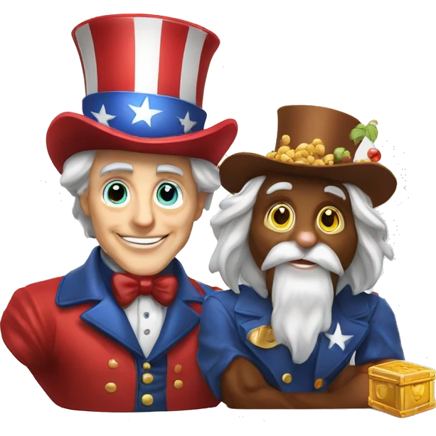 Uncle Sam and chestnut with treasures emoji