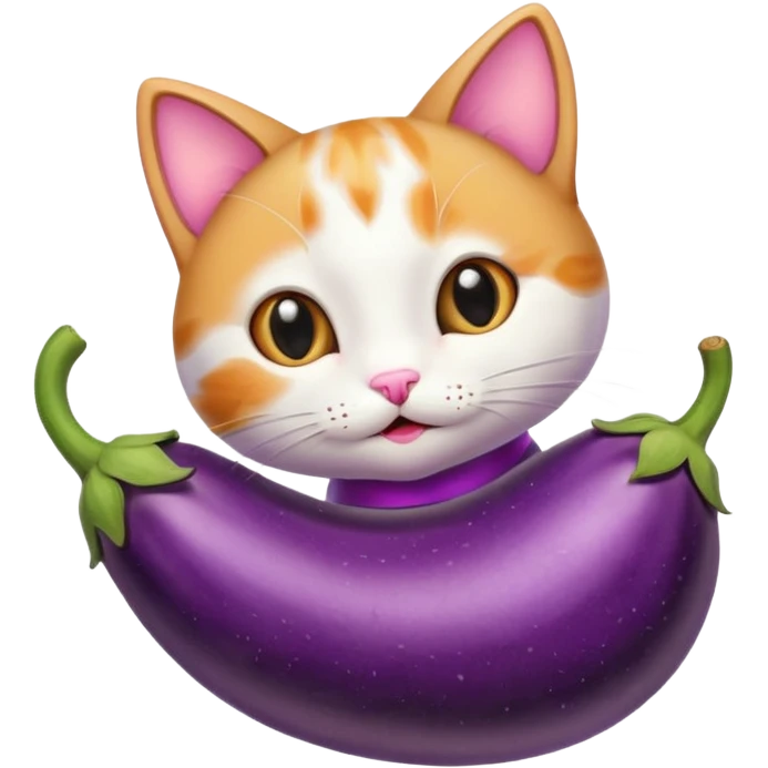 Kitty with eggplant  emoji