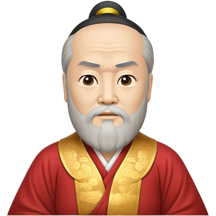 Cinematic Realistic Confucius Portrait Emoji, depicted as a wise ancient philosopher in traditional robes with a serene, contemplative expression, rendered with soft timeless textures and harmonious natural lighting that captures his enduring wisdom. emoji