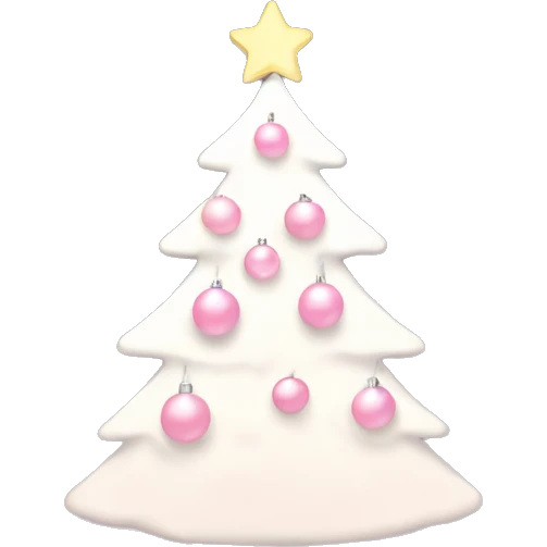 White Christmas tree with baby pink ornaments and lights emoji