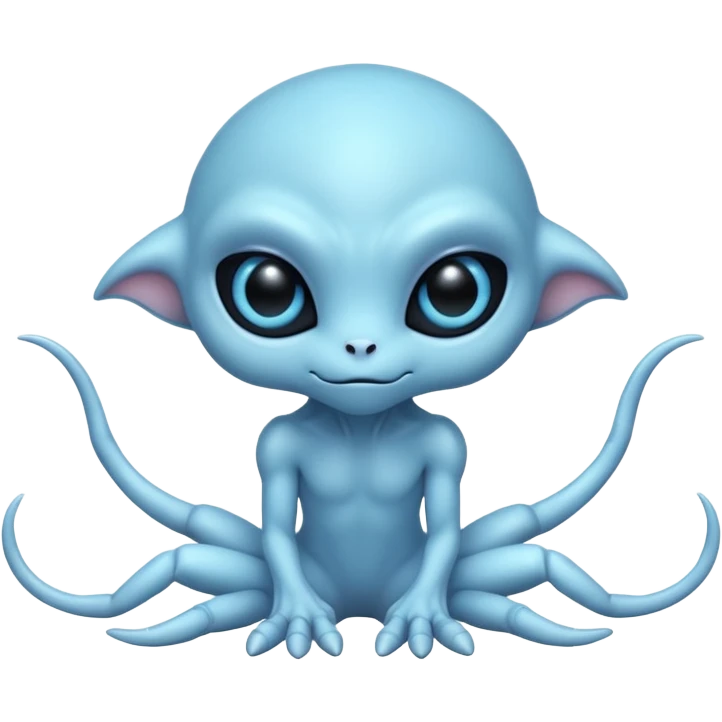 full body cute humanoid peacefull alien furry with 6 legs and eye stalks emoji