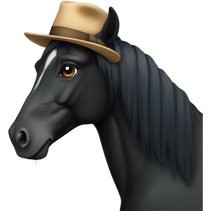 Black horse with hat emoji