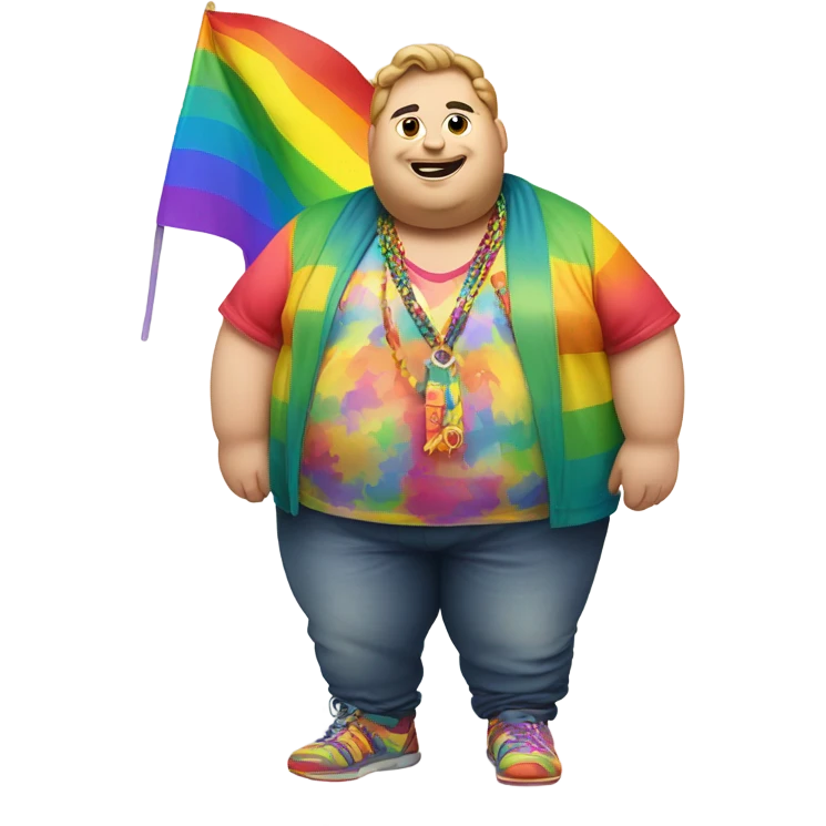 Gay pride obese man emoji