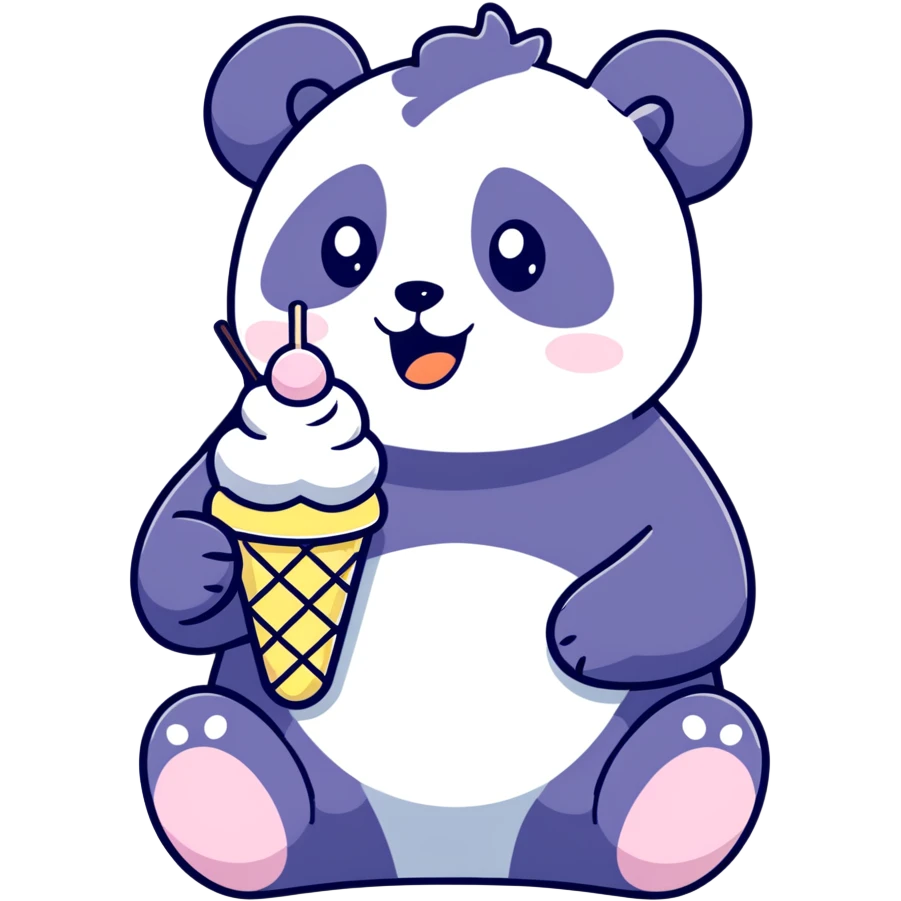 Panda eating ice cream emoji