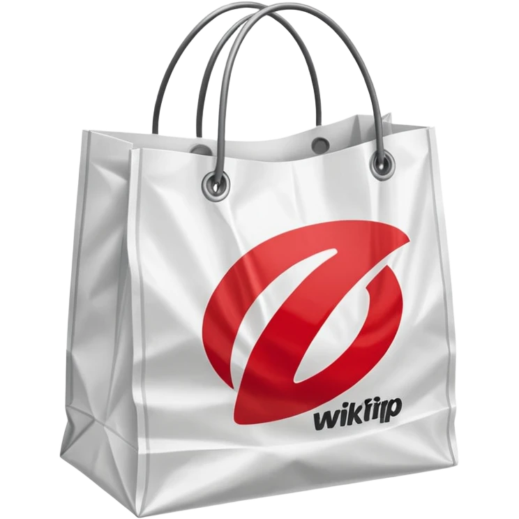 plastic shopping bag with 'KwikTrip' logo, slightly crumpled emoji