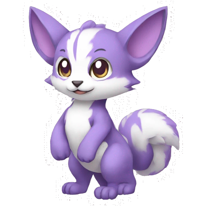 Cute cool purple white animal hybrid Fakemon full body emoji