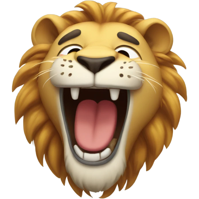 Lion laughing to tears emoji