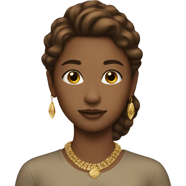 girl with brown hair and gold jewelry emoji