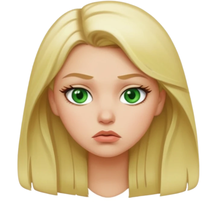 Pouting face blonde white girl green eyes  emoji