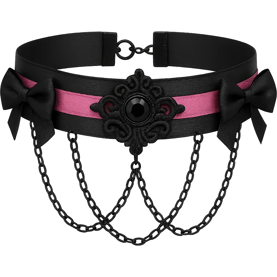 BLACKPINK-inspired gothic choker , no hearts, black and pink, cute, remove background emoji