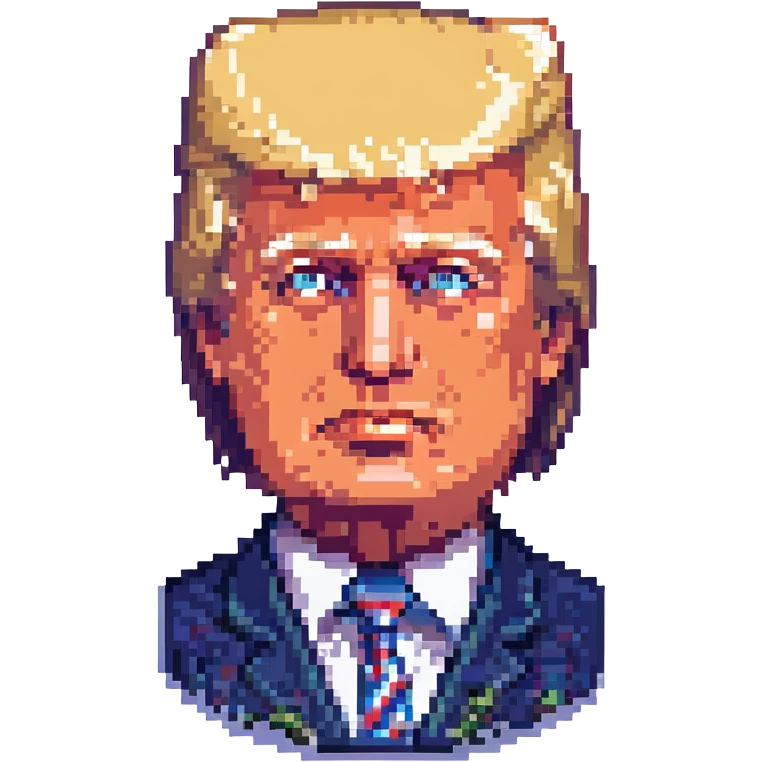 pixel art portrait of Donald Trump, recognizable, no background emoji