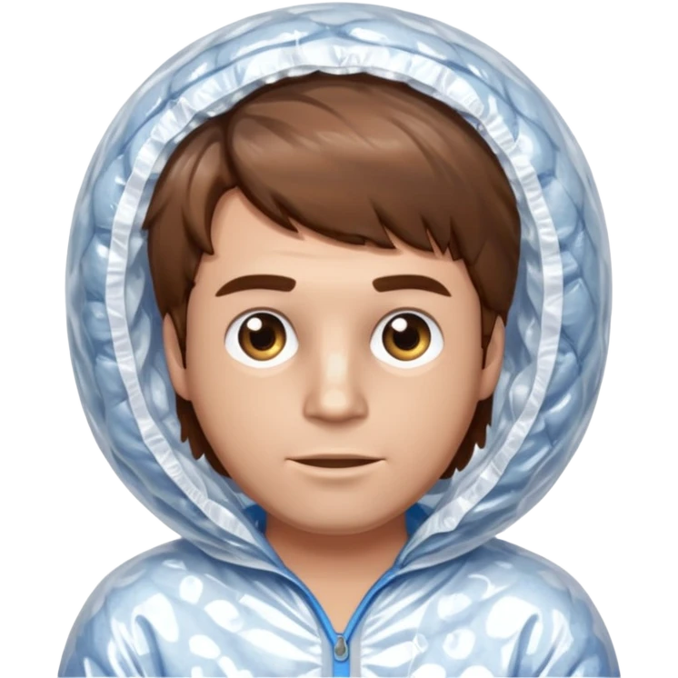 Brown haired man wrapped in bubble wrap emoji