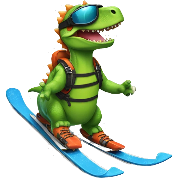 Dino skiing emoji