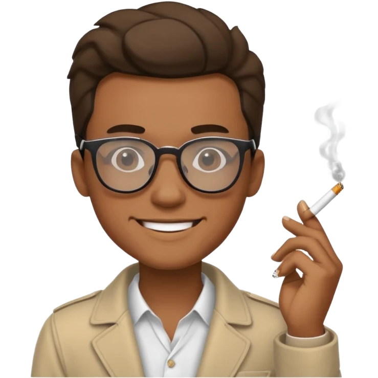 cool smile emoji guy with a cigarette and glasses emoji