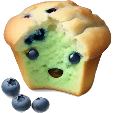 pastel green blueberry muffin on white plate emoji