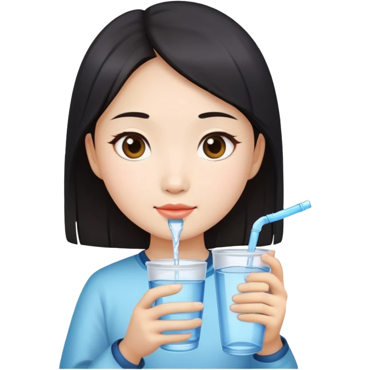 Chinese girl holding a water cup emoji