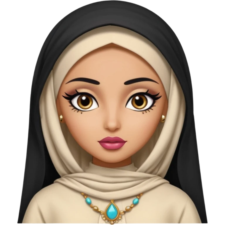 arabian, pretty lips, arab clothes, medium skin, pretty bratz baddie, black eyeliner emoji