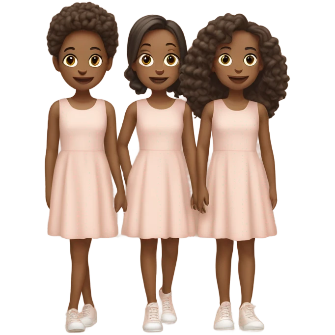 four girls with a matching dress in rose beige emoji