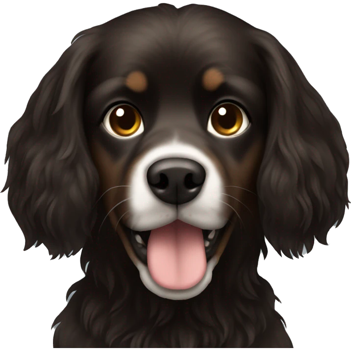 Dark brown and black long hair dog  emoji