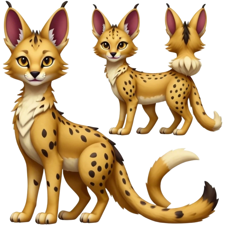 Epic Cute Dark Warm Sergal-Serval-Vernid full body emoji