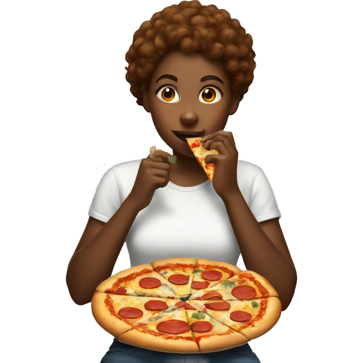 black girl eating pizza emoji