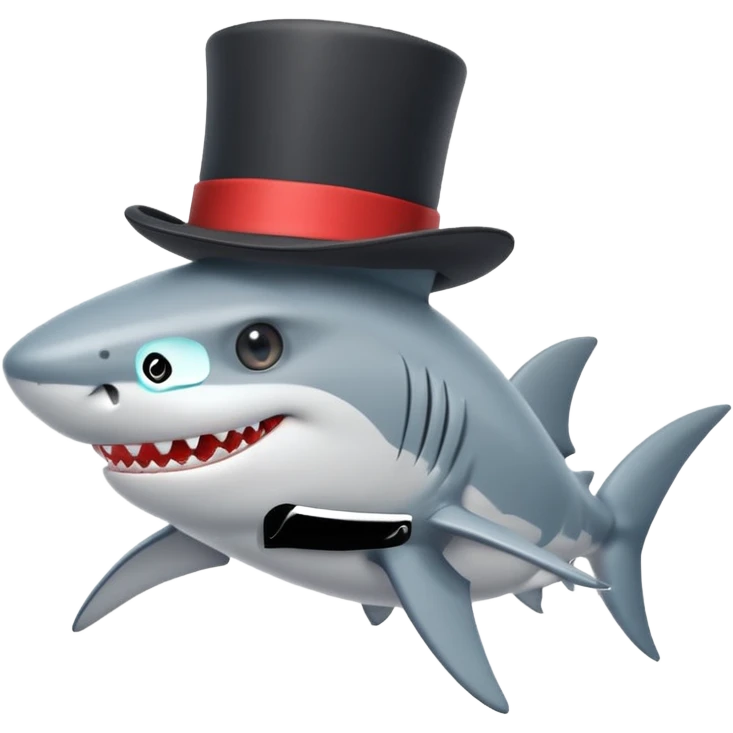 Shark with a top hat emoji