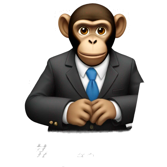 Monkey banker at a computer.  emoji