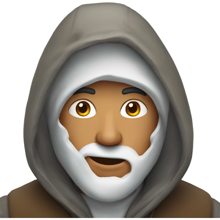 man in a hood covered with snow emoji