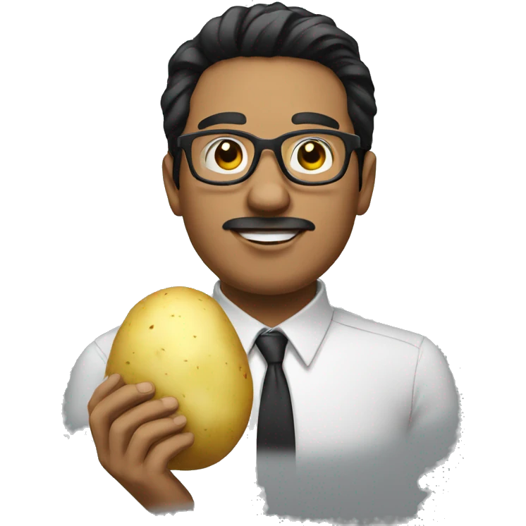 a man with black hair, glasses and a potato emoji
