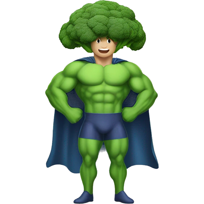 Broccoli as a man in superhero suit emoji