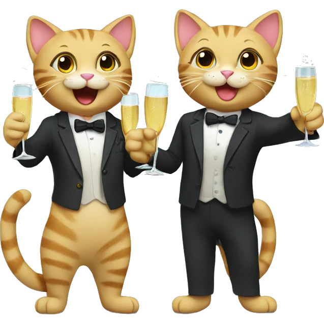 two cats cheers champagne emoji